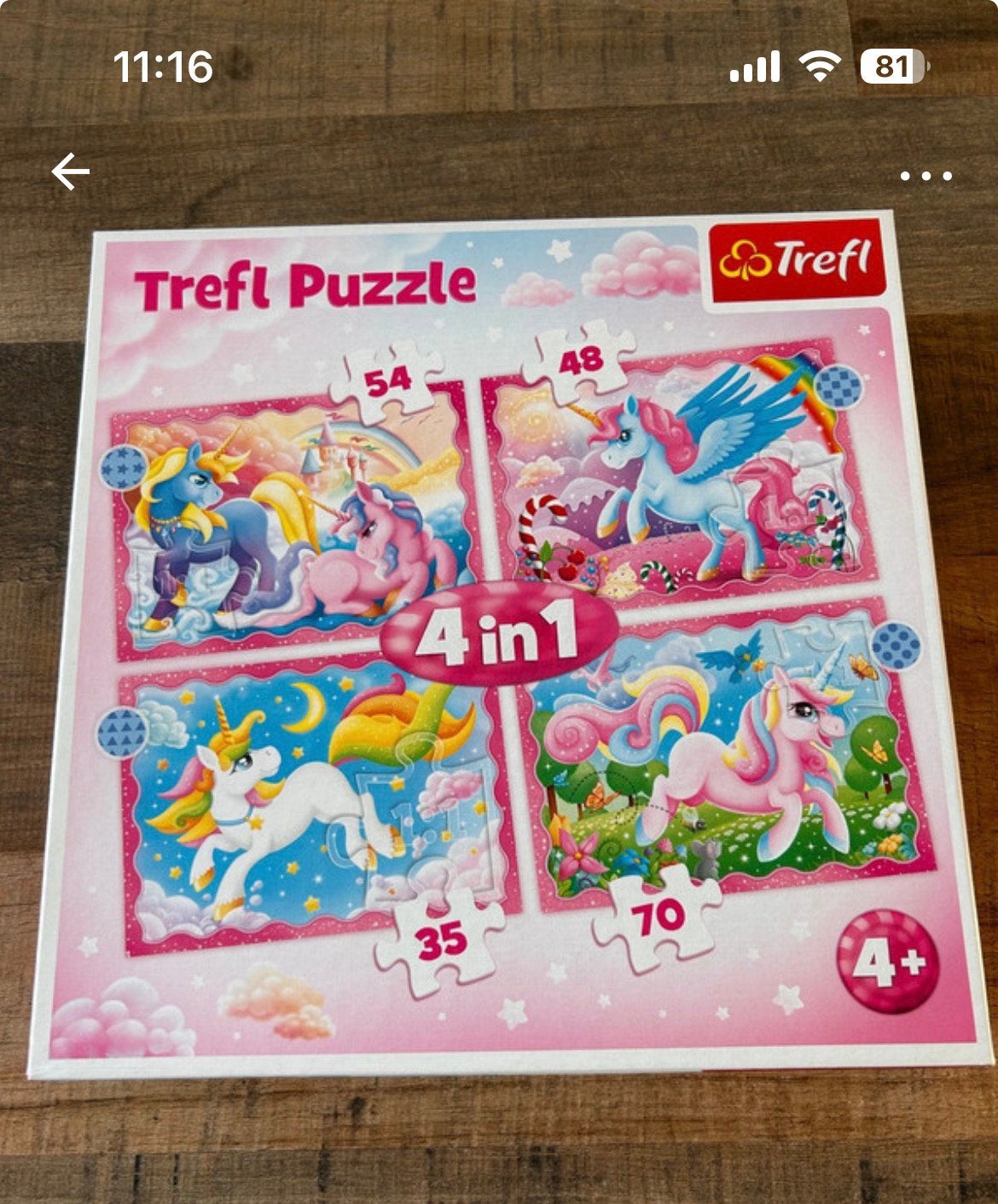 Unicorn puzzel 4in1, Ophalen, Zo goed als nieuw