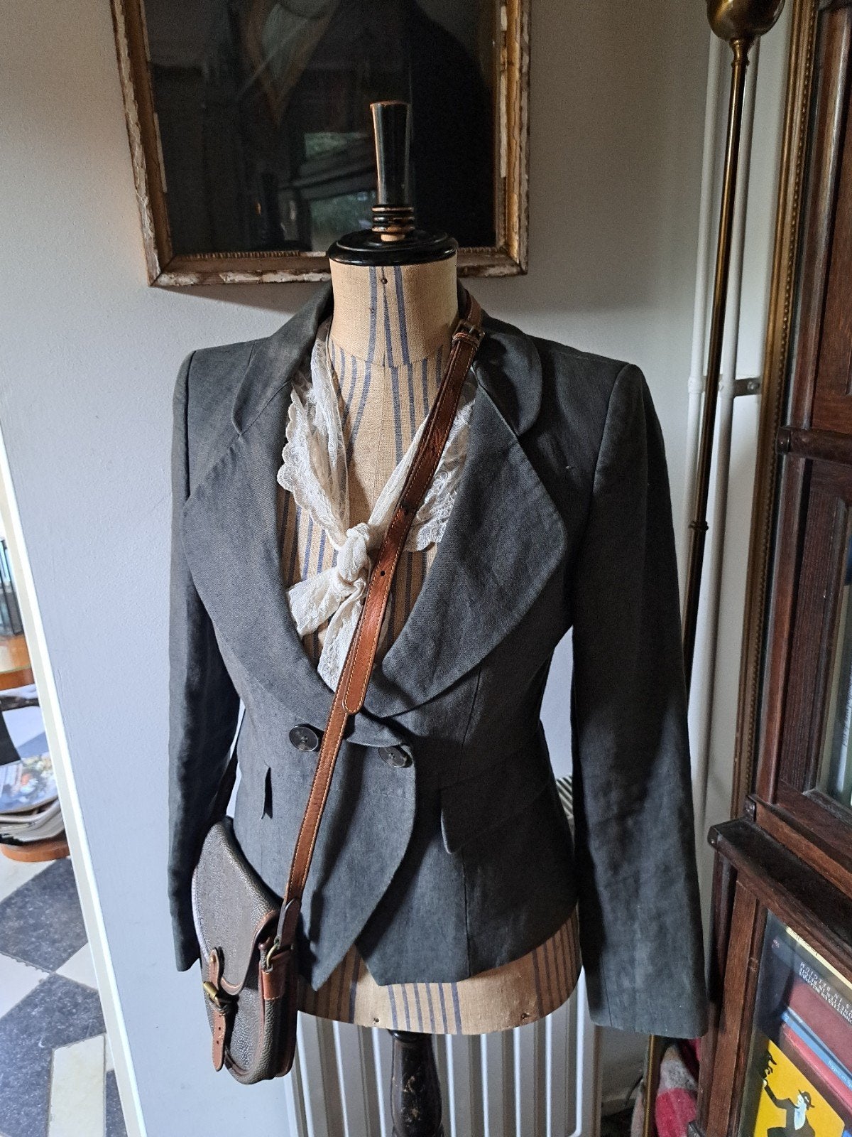 Donkergroen linnen jasje Pauw 2, Kleding | Dames, Verzenden, Zo goed als nieuw, Maat 38/40 (M), Groen