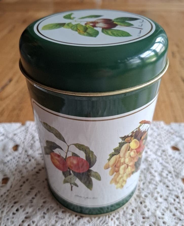 Zeldzaam vintage blikje met P.J. Redouté fruit afbeeldingen, Verzamelen, Blikken, Ophalen of Verzenden, Gebruikt, Overige, Overige merken