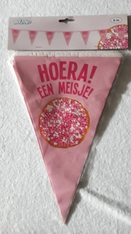 Vlaggenlijn hoera een meisje (27968), Versiering, Info@all4funbaarlo.nl, A, Nieuw