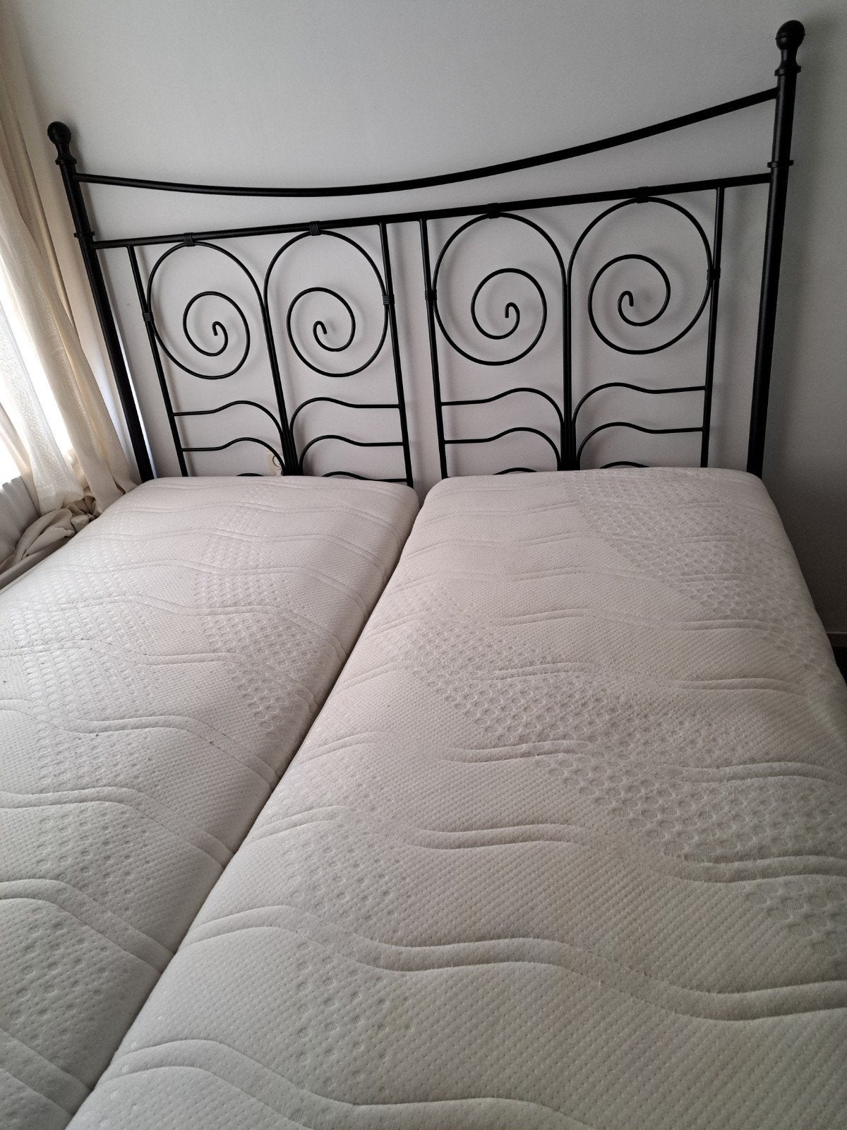 Stalen bed 160x200, Ophalen, Zwart, Tweepersoons, 160 cm
