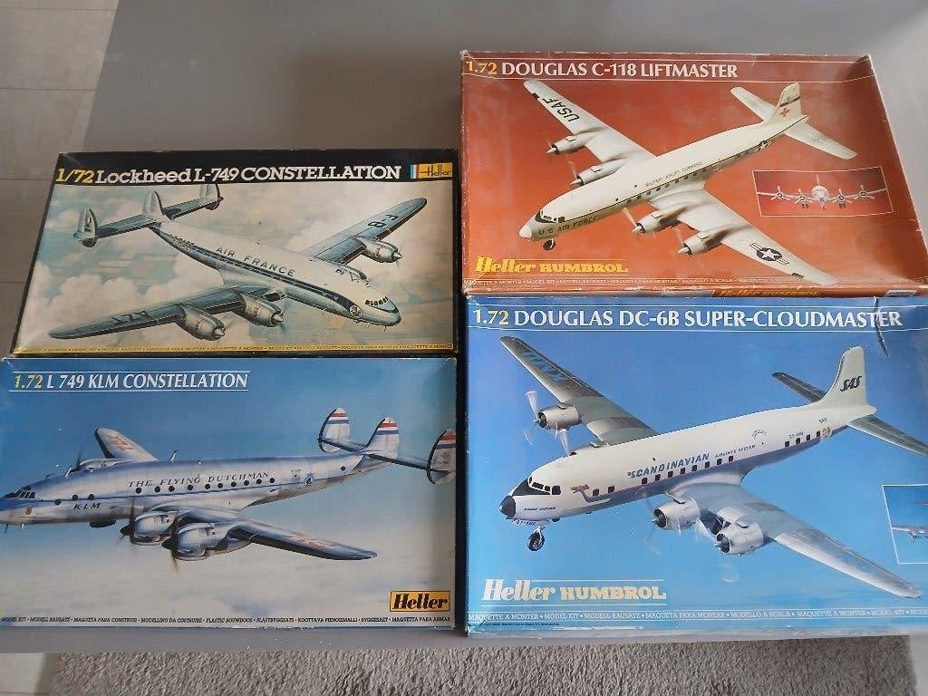 Heller DC6B en Constellation kits 1:72, Hobby en Vrije tijd, Modelbouw | Vliegtuigen en Helikopters, 1:72 tot 1:144, Ophalen of Verzenden