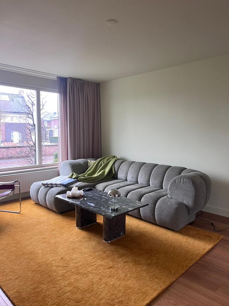 Wollen mat, okergeel, 240x340 cm, Geel, Wol, Laagpolig, 200 cm of meer, Ophalen of Verzenden, Zo goed als nieuw