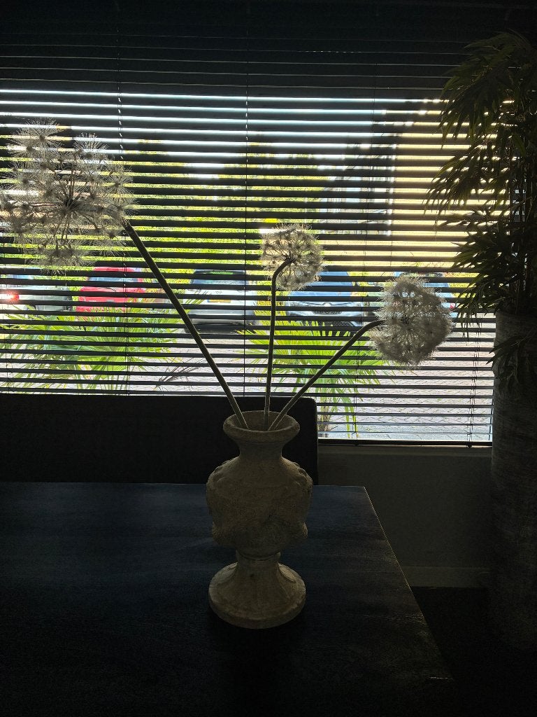 Vaas met 3 grote paardenbloemen, Ophalen, Gebruikt, 40 cm, Geschikt voor buiten
