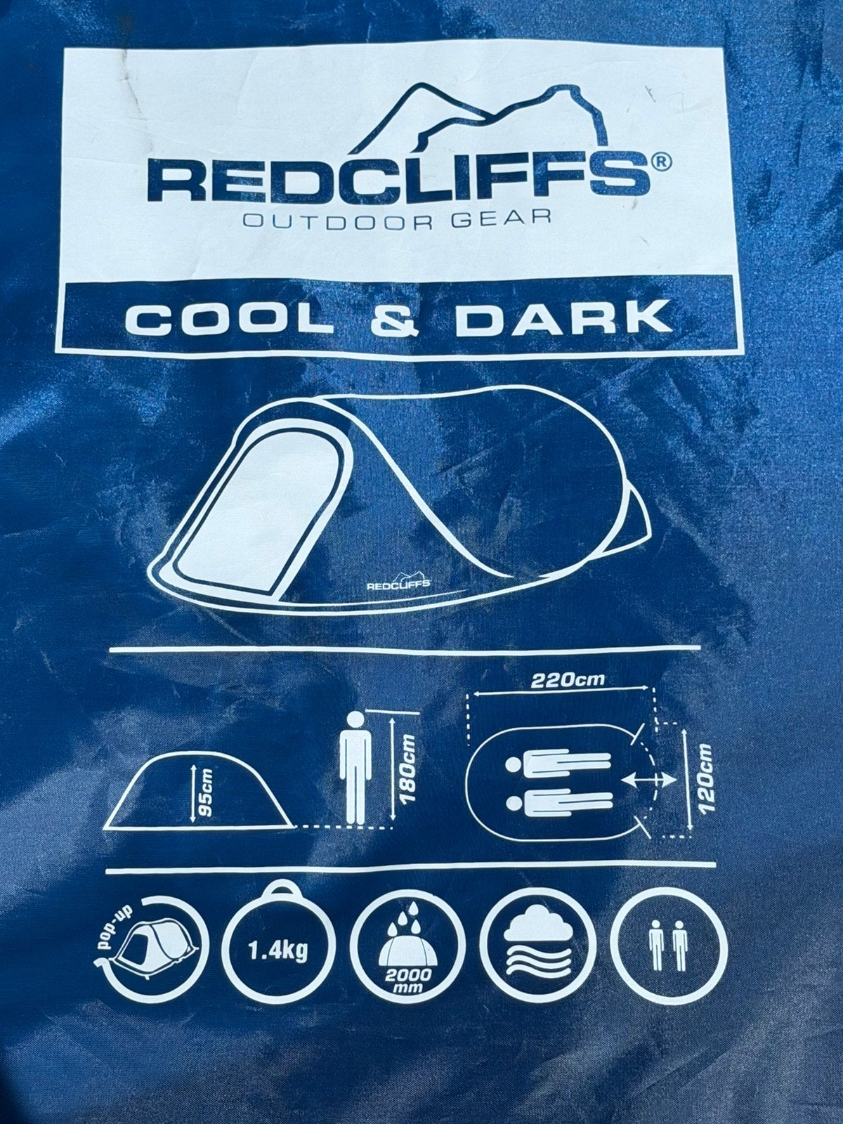 Redcliffs Pop Up Tent Donker En Koel 2 persoons, Caravans en Kamperen, Tenten, Ophalen, Zo goed als nieuw, Tot en met 2