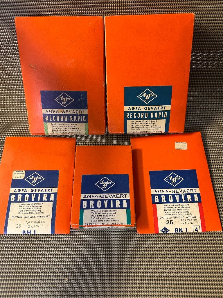 Vintage Agfa-Gevaert fotopapier – 5 originele verpakkingen, Audio, Tv en Foto, Fotopapier, Ophalen of Verzenden, Nieuw, Agfa