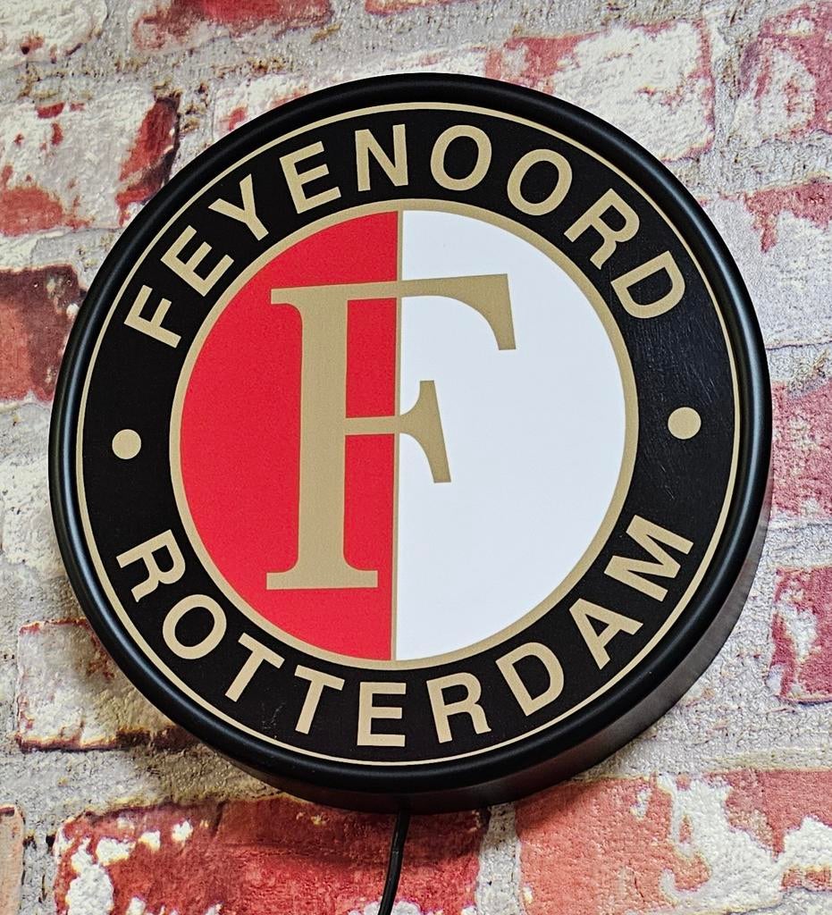 Feyenoord reclamebord met ledverlichting 20 cm, Ophalen of Verzenden, Reclamebord