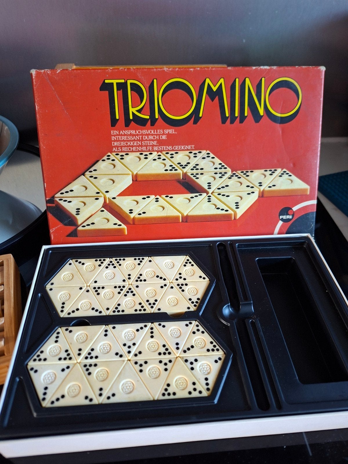 Vintage Triomino Peri Spel . alleen de stenen in dois, Ophalen of Verzenden, Gebruikt, Peri