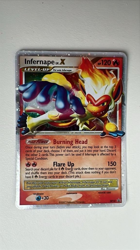 Infernape LV.X Pokémon Kaart - Zeldzaam Foil DP10, Ophalen of Verzenden, Gebruikt, Losse kaart, Foil