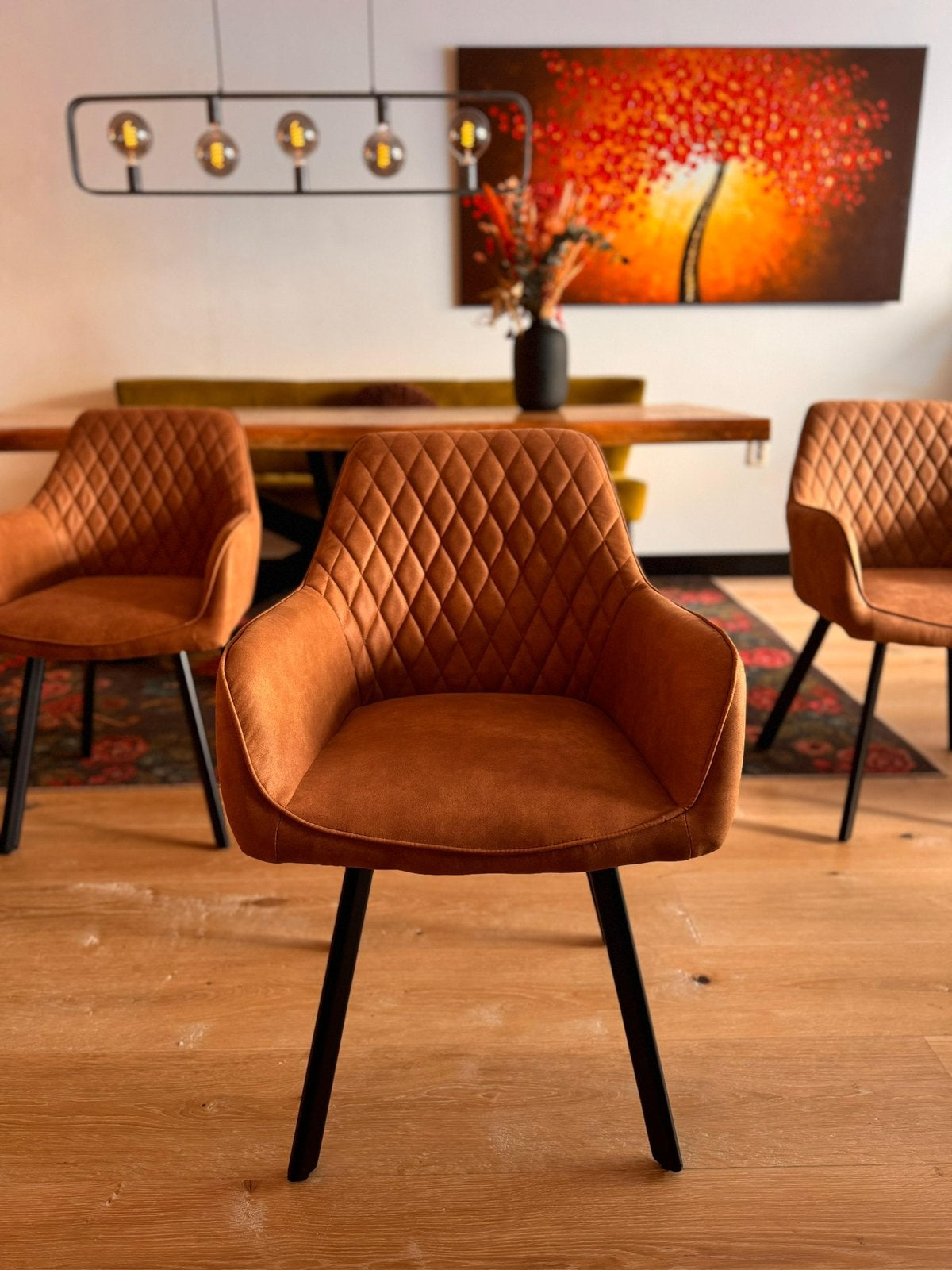 4 NIEUWE Palermo eetkamerstoelen, Ophalen of Verzenden, Zo goed als nieuw, Bruin, Vijf, Zes of meer stoelen