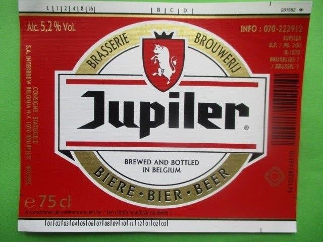 bieretiket Belgie 14-6 (B2 G8) jupiler, Verzamelen, Biermerken, Ophalen of Verzenden, Gebruikt, Overige typen, Jupiler