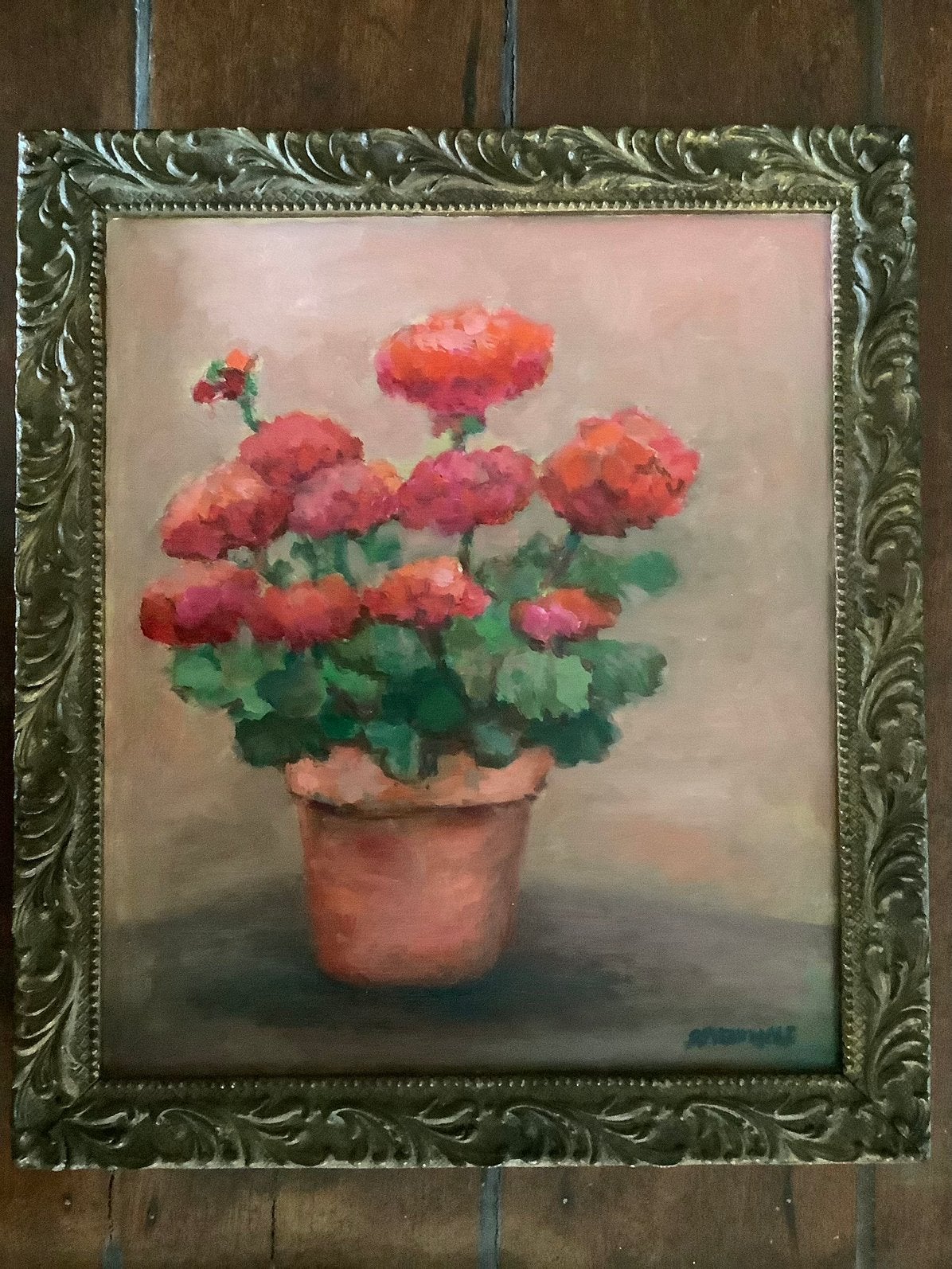 Olieverf schilderij in oude lijst, gesigneerd, Ophalen of Verzenden