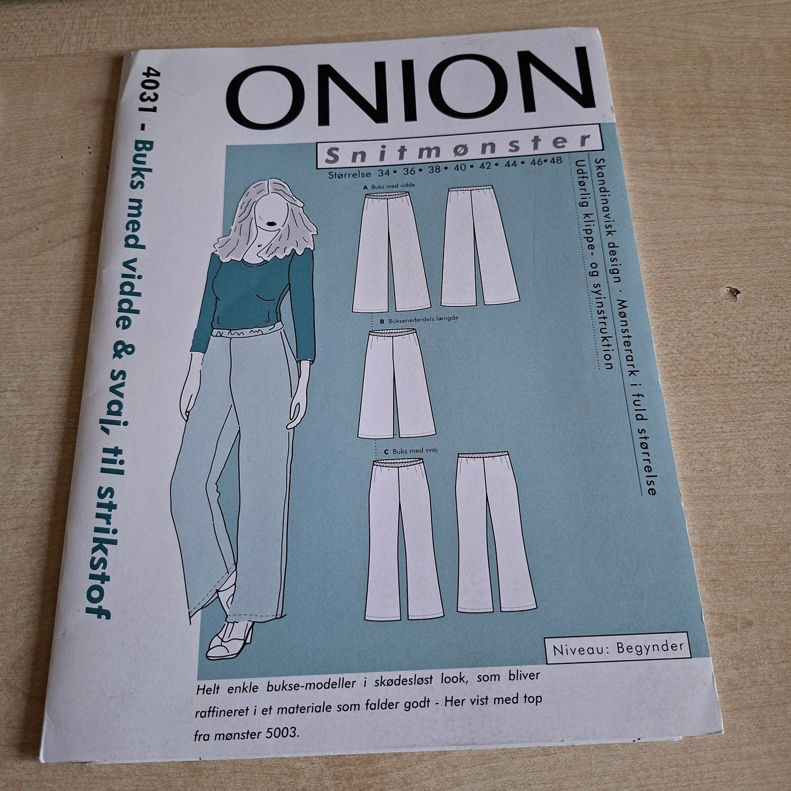 Naaipatroon Onion nr 4031 Damesbroek, Hobby en Vrije tijd, Kledingpatronen, Vrouw, Ophalen of Verzenden, Zo goed als nieuw, Broek