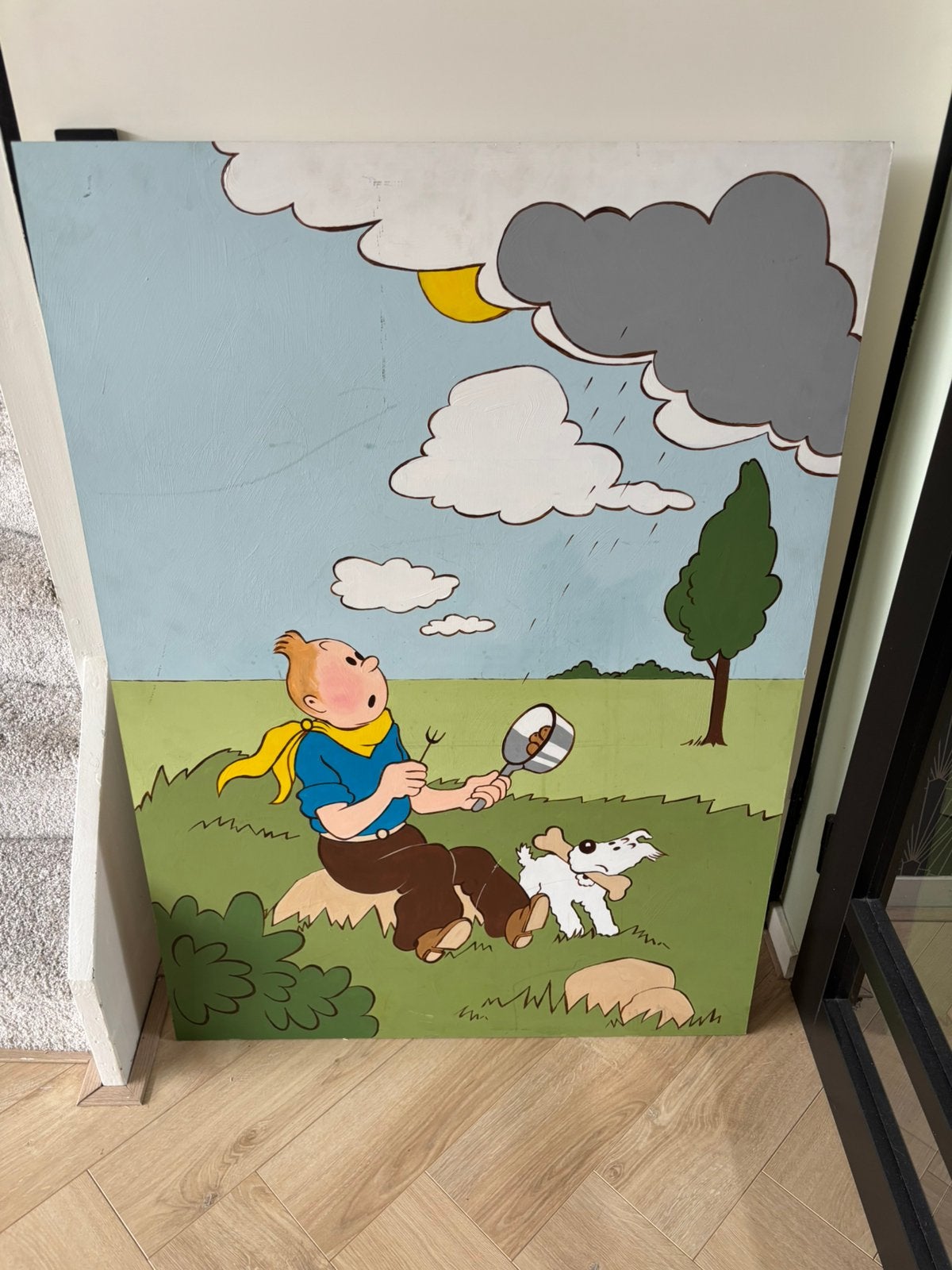 KUIFJE GROOT SCHILDERIJ, Verzamelen, Stripfiguren, Zo goed als nieuw, Plaatje, Poster of Sticker, Kuifje, Ophalen