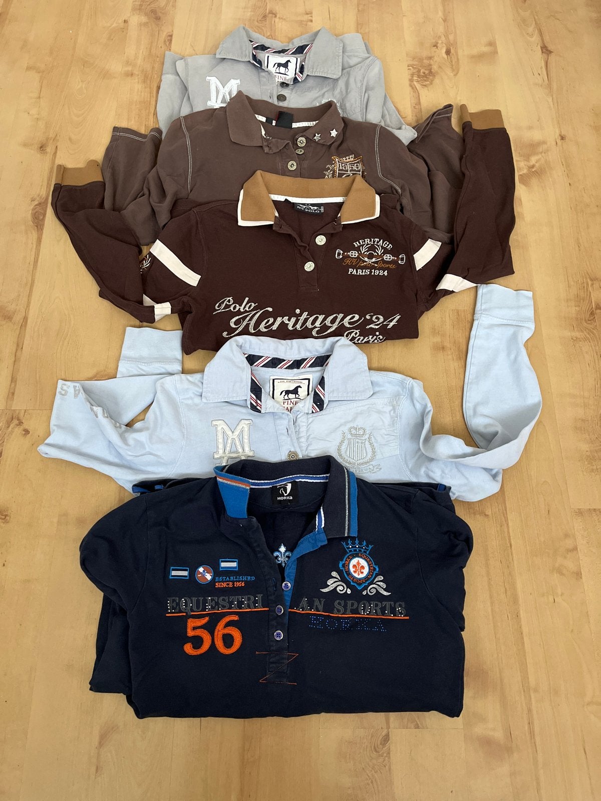 5 poloshirts lange mouw (paardrijpolos), Ophalen of Verzenden, Gebruikt, HV Polo