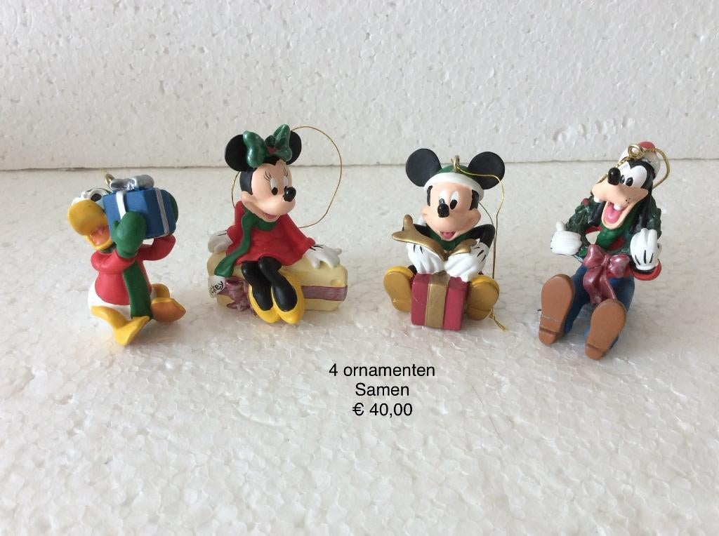 Disney ornamenten - set van 4 - mouse duck en goofy, Ophalen of Verzenden, Goofy of Pluto, Zo goed als nieuw, Beeldje of Figuurtje