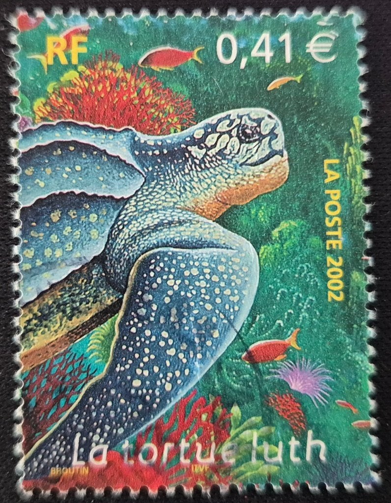 Postzegel Frankrijk 2002 - schildpad, Ophalen of Verzenden, Gestempeld
