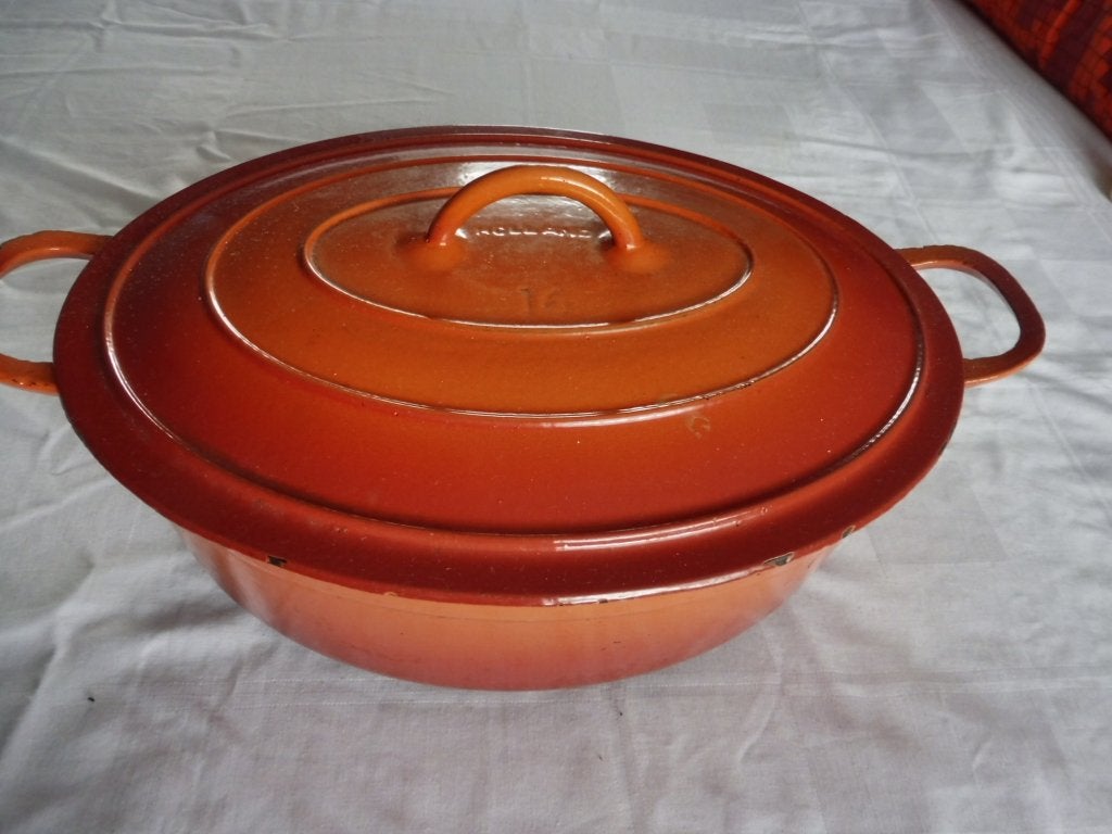 Gietijzeren geëmailleerde pan zeer goede staat 31 x 24 x 12, Ophalen, Gebruikt, Rvs