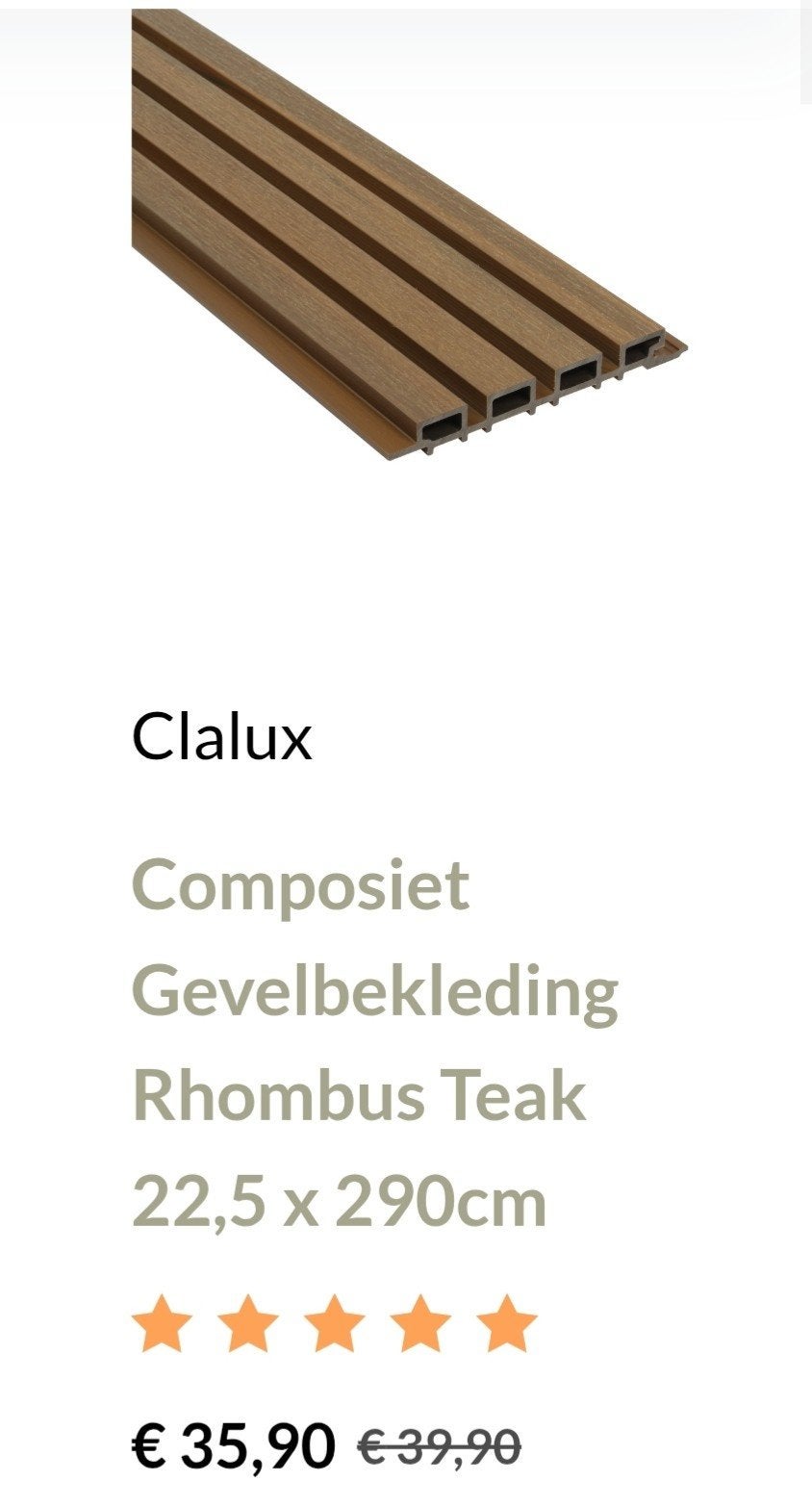 Buitenpaneel houtlook composiet gevelbekleding Rhombus Teak, Ophalen, Nieuw, Overige materialen, 20 tot 50 mm