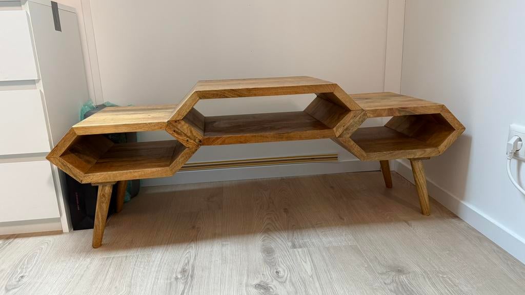 Stylish Tafel voor onder tv mango hout, Huis en Inrichting, Ophalen, Gebruikt, 100 tot 150 cm, Overige vormen