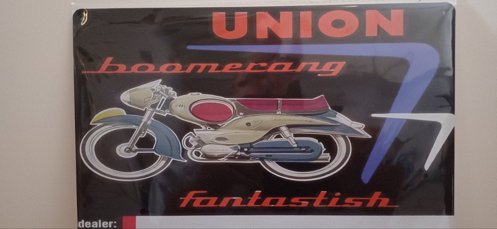 Union  Boomerang  blikken reclamebord., Ophalen of Verzenden, Nieuw, Motoren