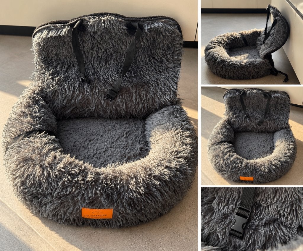 Comfortabel hondenbed voor in de auto – grijs, Dieren en Toebehoren, Ophalen of Verzenden, Zo goed als nieuw, Pluche