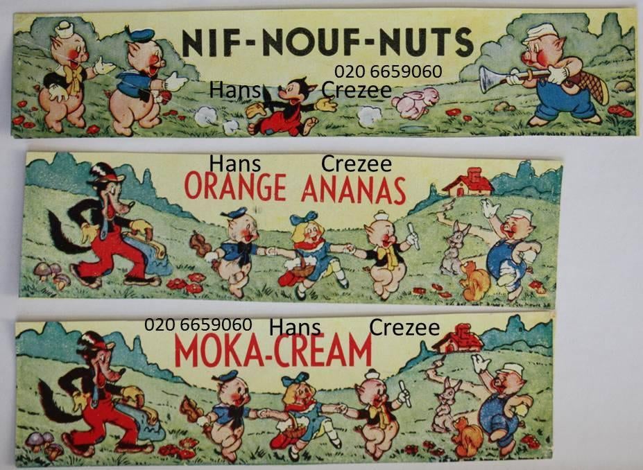 zoek oud de beukelaer Disney drie biggetjes chocolade wikkel, Ophalen of Verzenden, Gebruikt, Verpakking
