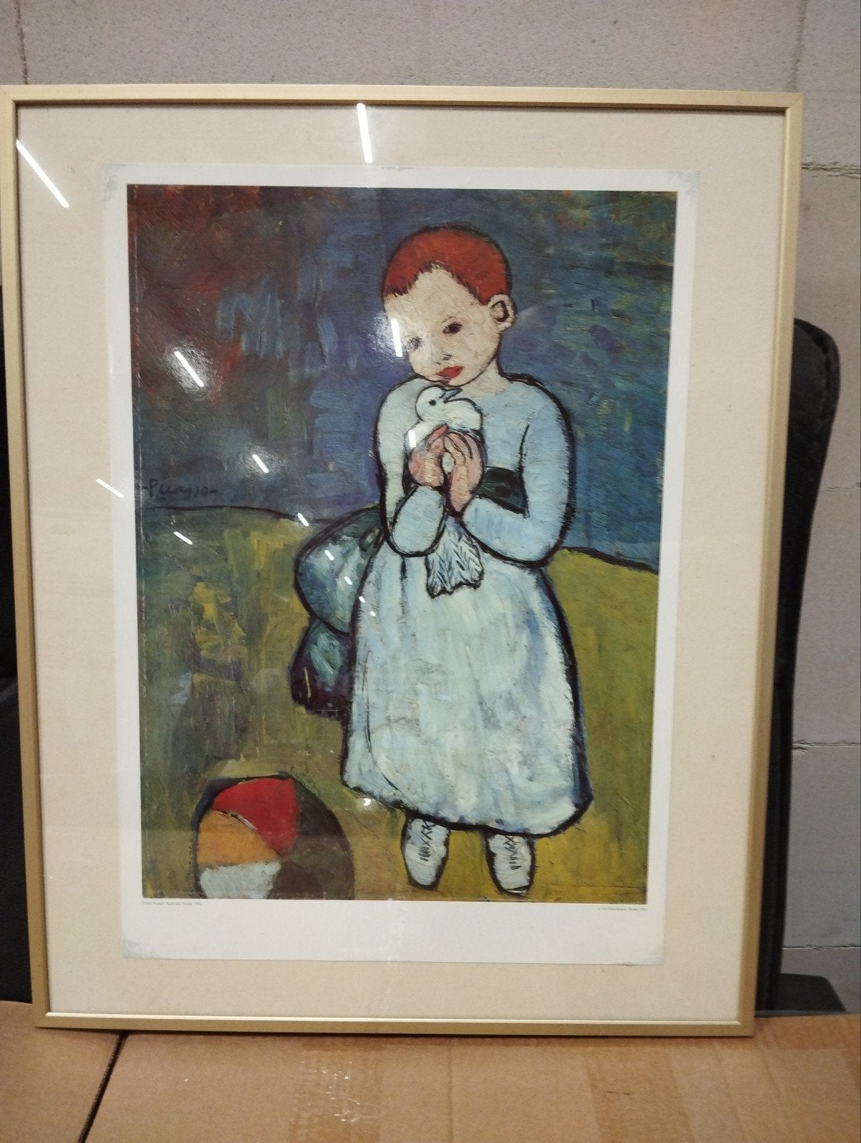 Lithografie Picasso - Kind met Duif (51x41 cm), Portret en Figuren, Ophalen of Verzenden, Lithografie, Gesigneerd