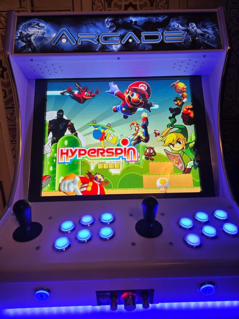Bartop Arcade 2-player met LED & retro console support, Spelcomputers en Games, Spelcomputers | Overige, Ophalen