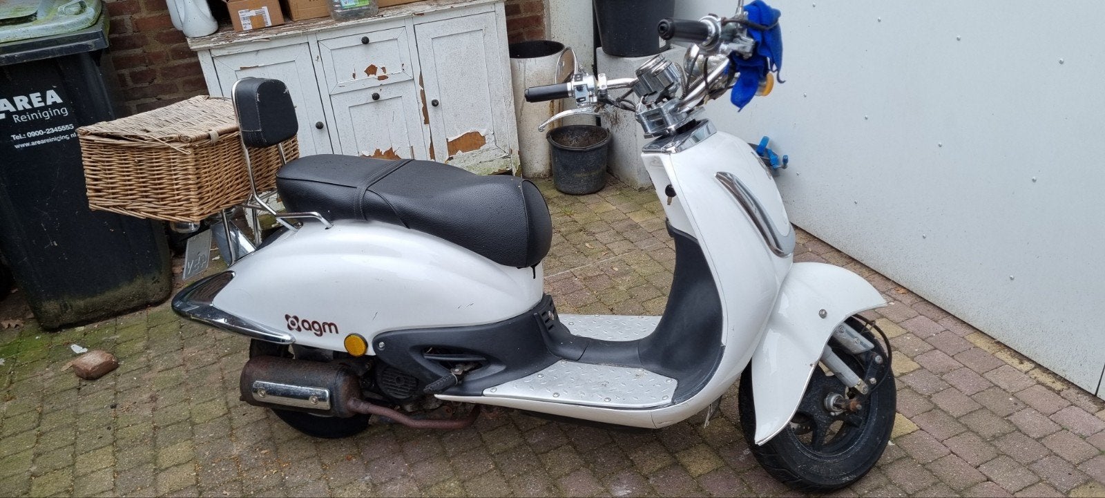 Agm  retro 25kmh snorscooter €120 blauw kenteken, Gebruikt, Benzine, Ophalen, Overige merken