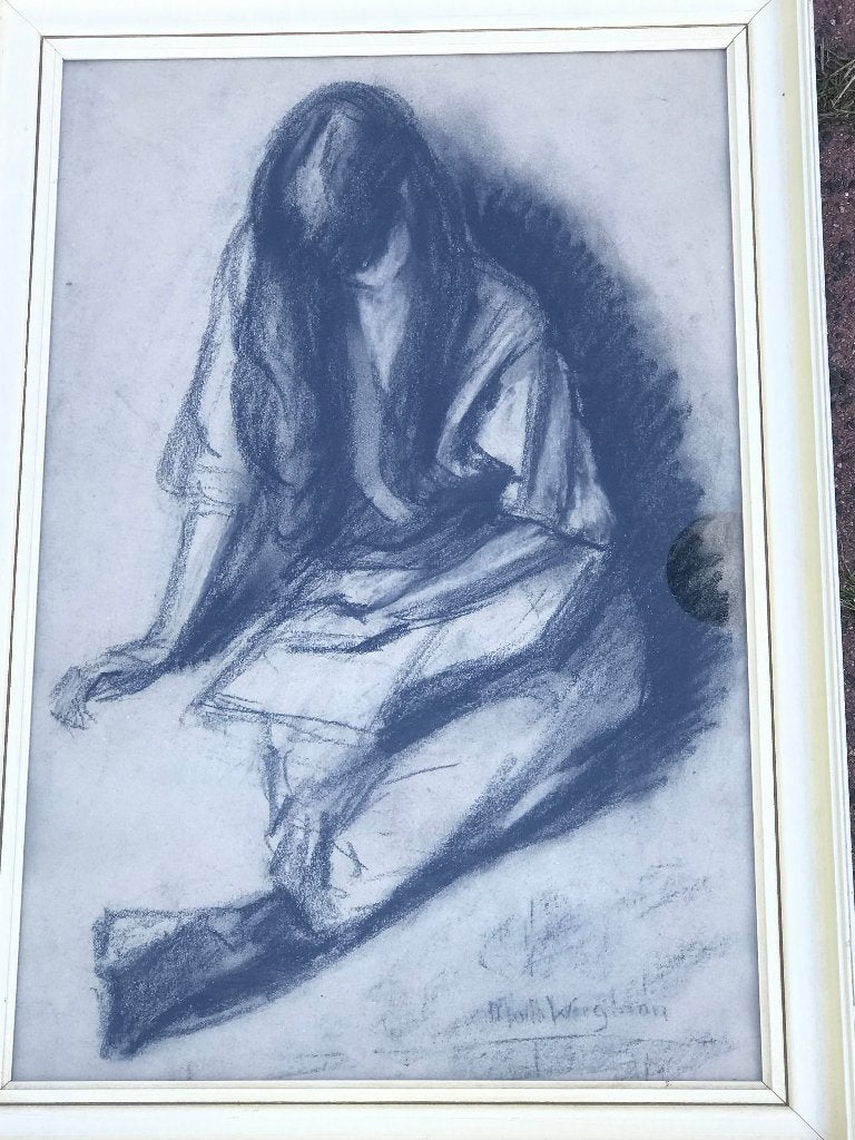 mathieu wiegman bergense school tekening, Ophalen of Verzenden, Tekening, Houtskooltekening, Met kunstenaarsmerk