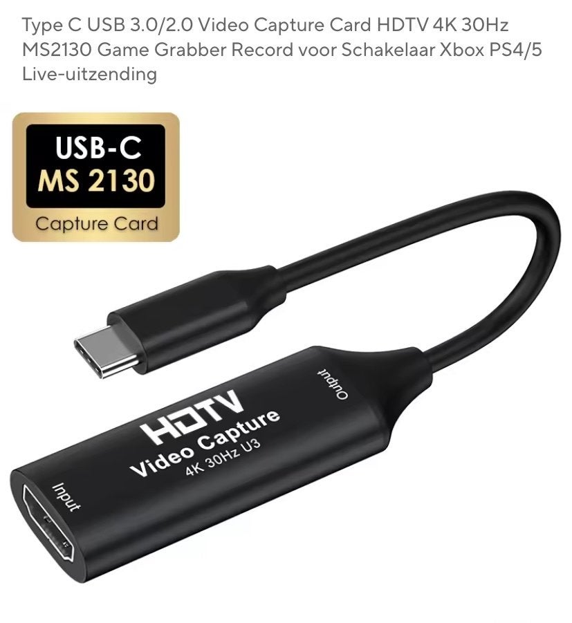 2x USB-C Video Capture Card (MS2130 USB 3.0 + USB 2.0), Computers en Software, Ophalen of Verzenden, Nieuw
