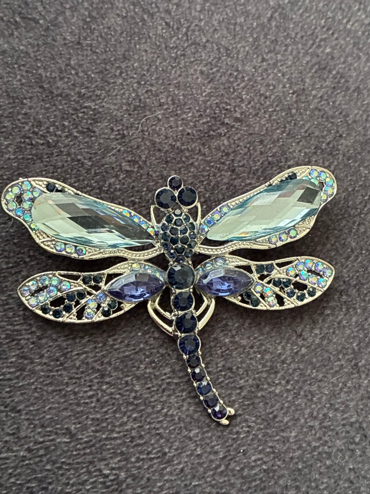 Prachtige Libelle Broche met Kristallen - Blauw/Zilver, Met kristal, Overige materialen, Gebruikt, Blauw