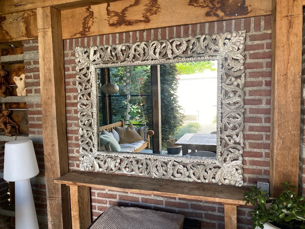 spiegel ibiza style, Ophalen, 100 tot 150 cm, 125 cm of meer, Zo goed als nieuw