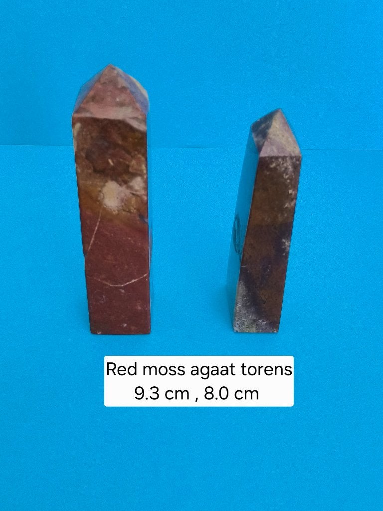 Red moss agaat torens, Ophalen of Verzenden, Mineraal