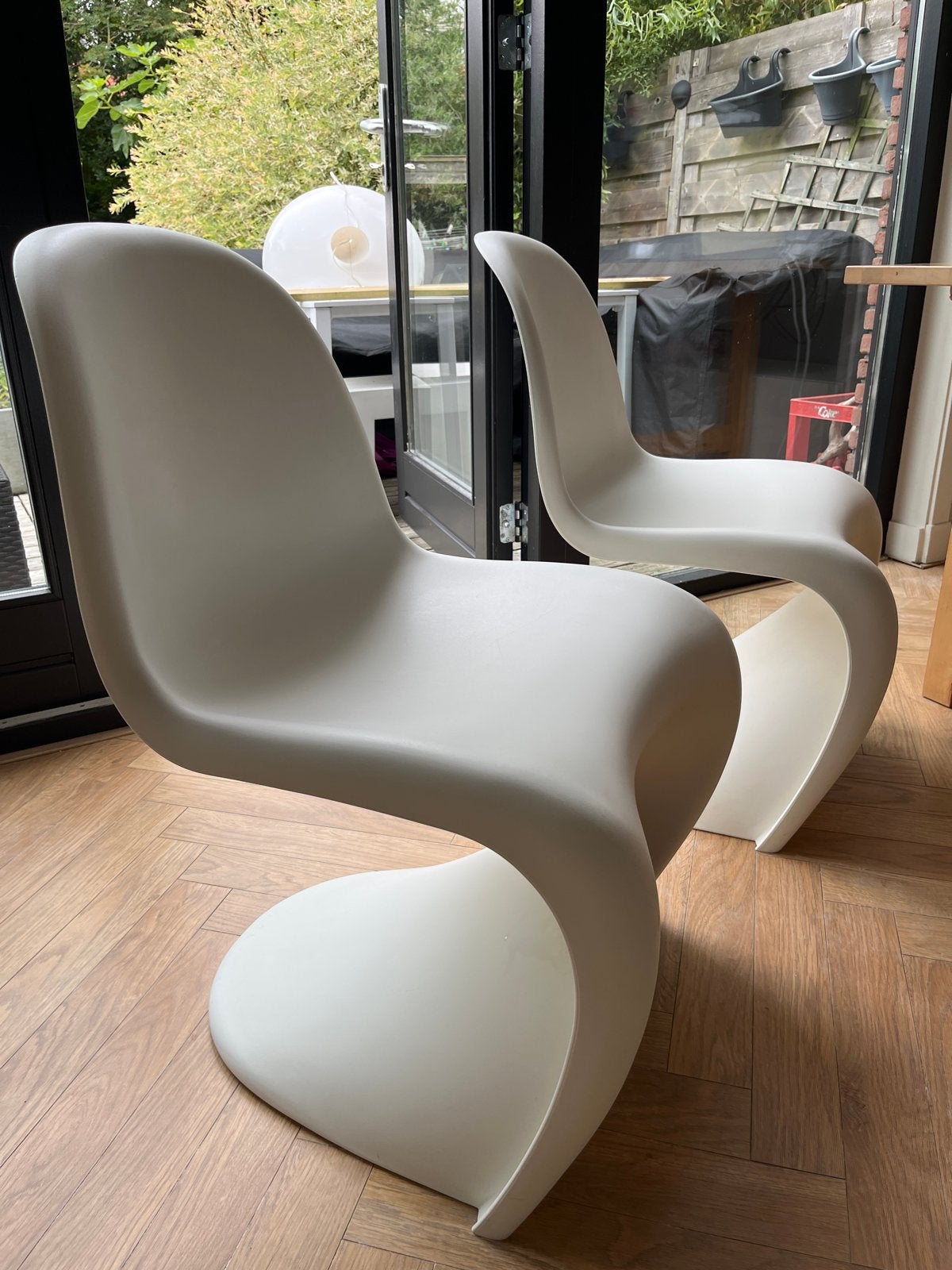 Set van 2 Verner Panton S-stoelen, wit, Huis en Inrichting, Stoelen, Gebruikt, Twee, Kunststof, Wit, Ophalen