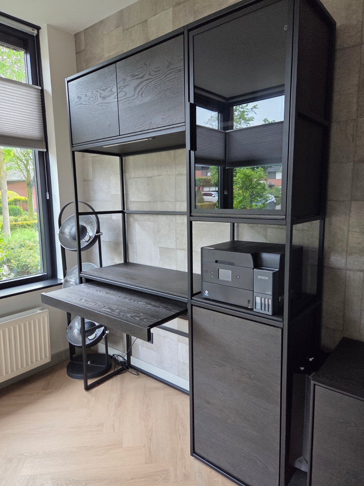 Moderne compacte werkplek Xooon met veel opbergruimte, Ophalen, Hout, Zo goed als nieuw, Overige merken