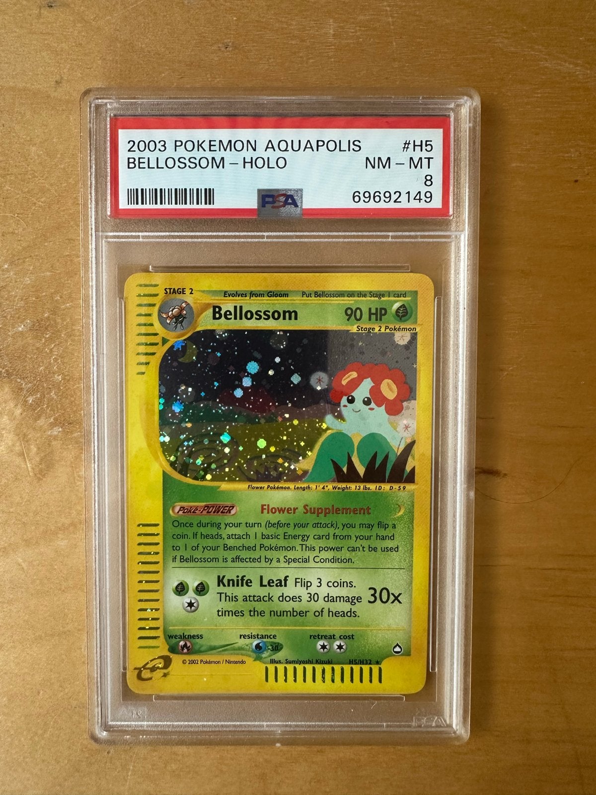 Bellossom | Aquapolis | Holo H5 | PSA8 Near Mint, Ophalen, Zo goed als nieuw, Losse kaart, Foil