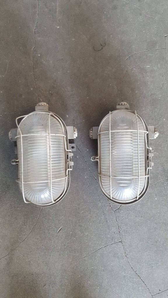 2x kooilamp bulkhead bullseye wandlamp #vintage, Ophalen of Verzenden, Gebruikt, Overige materialen