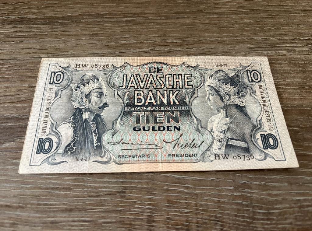 Mooi biljet 10 gulden Javaanse Dansers, Nederlands-Indië, Postzegels en Munten, Bankbiljetten | Nederland, Ophalen of Verzenden
