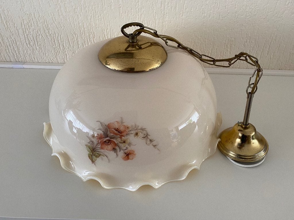 Kamer of Keukenlamp doorsnee 39 cm.Vintage, Ophalen of Verzenden, Gebruikt, Glas, E27 (groot)