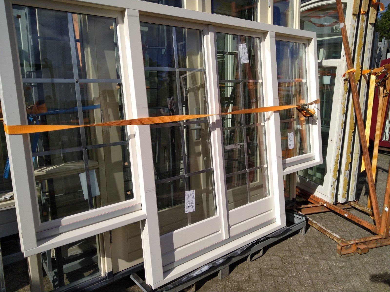 kozijn met dubbele tuindeuren en zijlichten melkmeisje, 120 cm of meer, Nieuw, Ophalen of Verzenden, Buitendeur