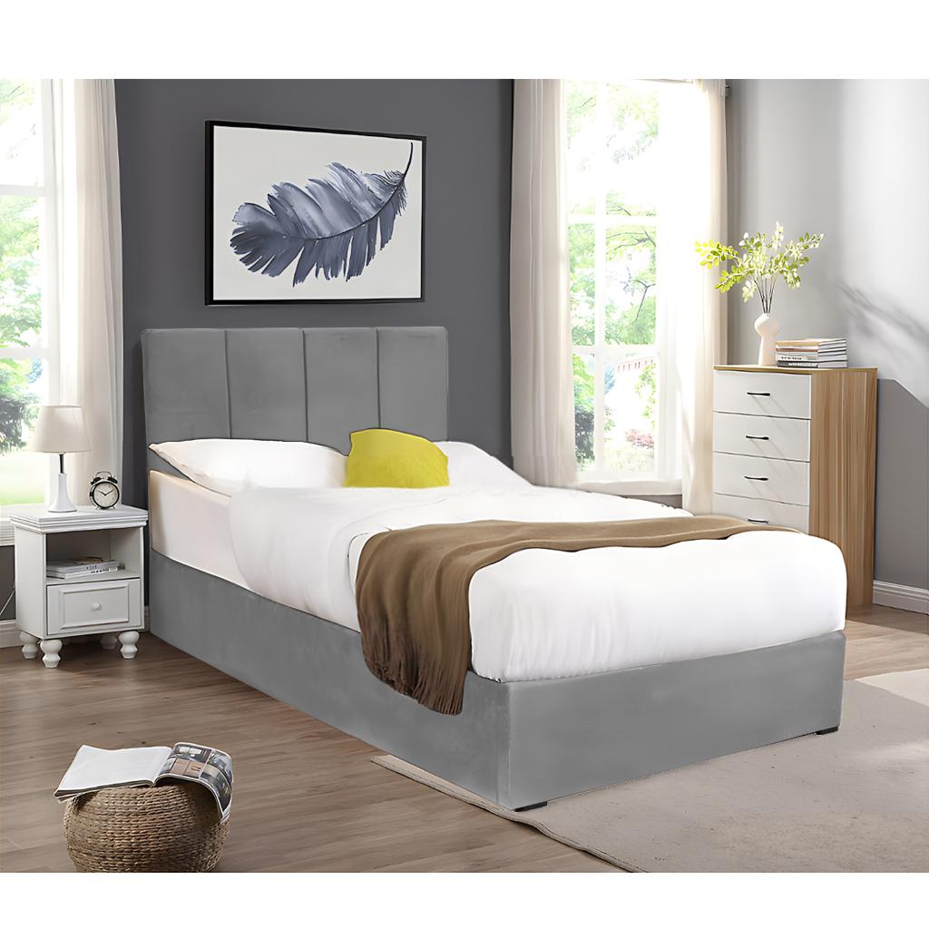 Dubai opbergbed 1-persoons - 90x200 - Lichtgrijs, Niet ingevuld, Niet ingevuld, Niet ingevuld