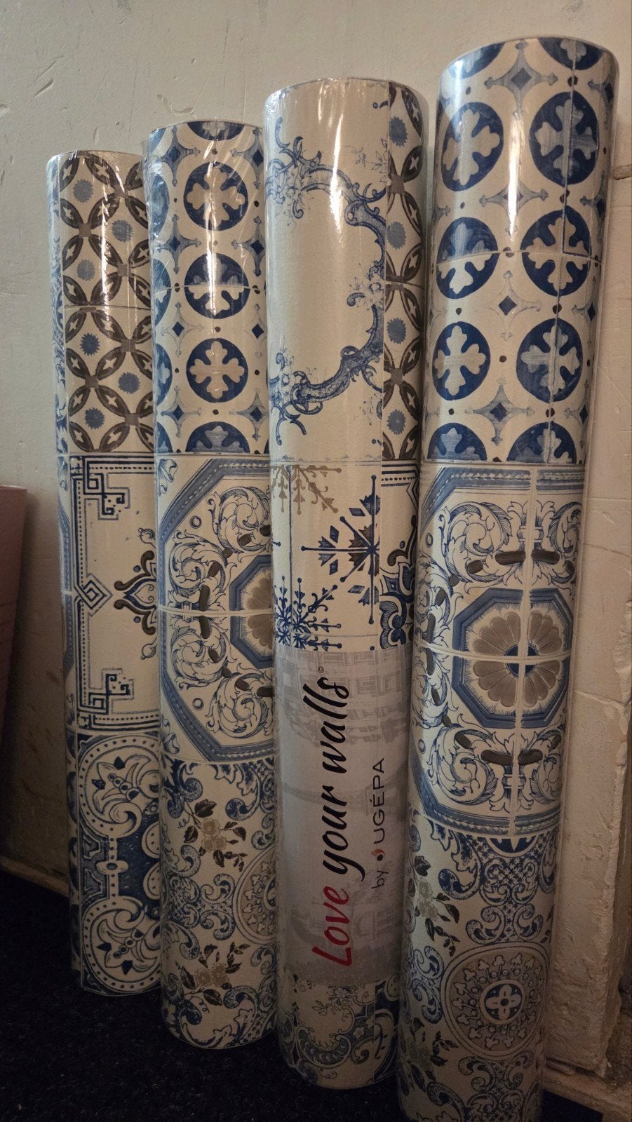 Vinylbehang met Mediterraans Patroon - Afwasbaar & Kleurvast, Ophalen, Ornamentaal, Overige merken, Blauw