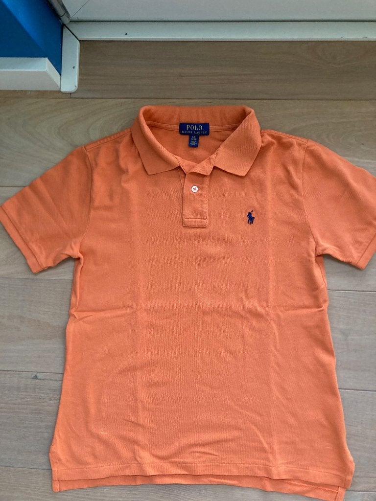 POLO Ralph Lauren oranje polo shirt maat L 14-16y = 164, Ophalen of Verzenden, Zo goed als nieuw, Shirt of Longsleeve, Polo Ralph Lauren
