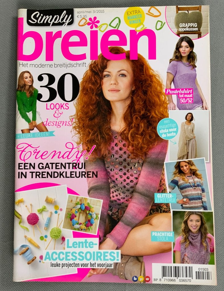 Breiblad Simply Breien nr 3 2015 - 30 breipatronen, Hobby en Vrije tijd, Breien en Haken, Ophalen of Verzenden, Zo goed als nieuw