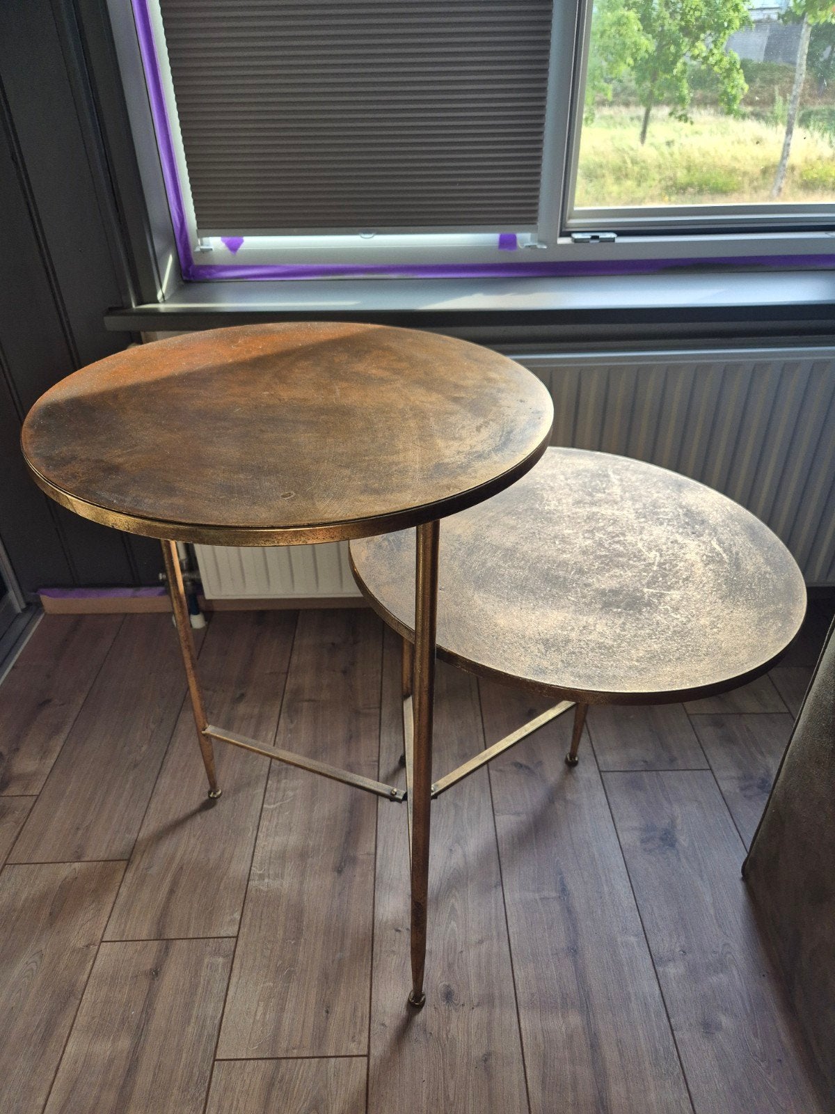 Bijzettafel goud/brons, 2 in 1, Huis en Inrichting, Tafels | Bijzettafels, Ophalen, Minder dan 55 cm, Gebruikt, Metaal of Aluminium