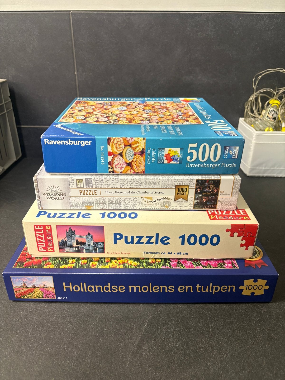 4 leg Puzzels verschillende varianten, Ophalen of Verzenden, 500 t/m 1500 stukjes, Gebruikt, Legpuzzel