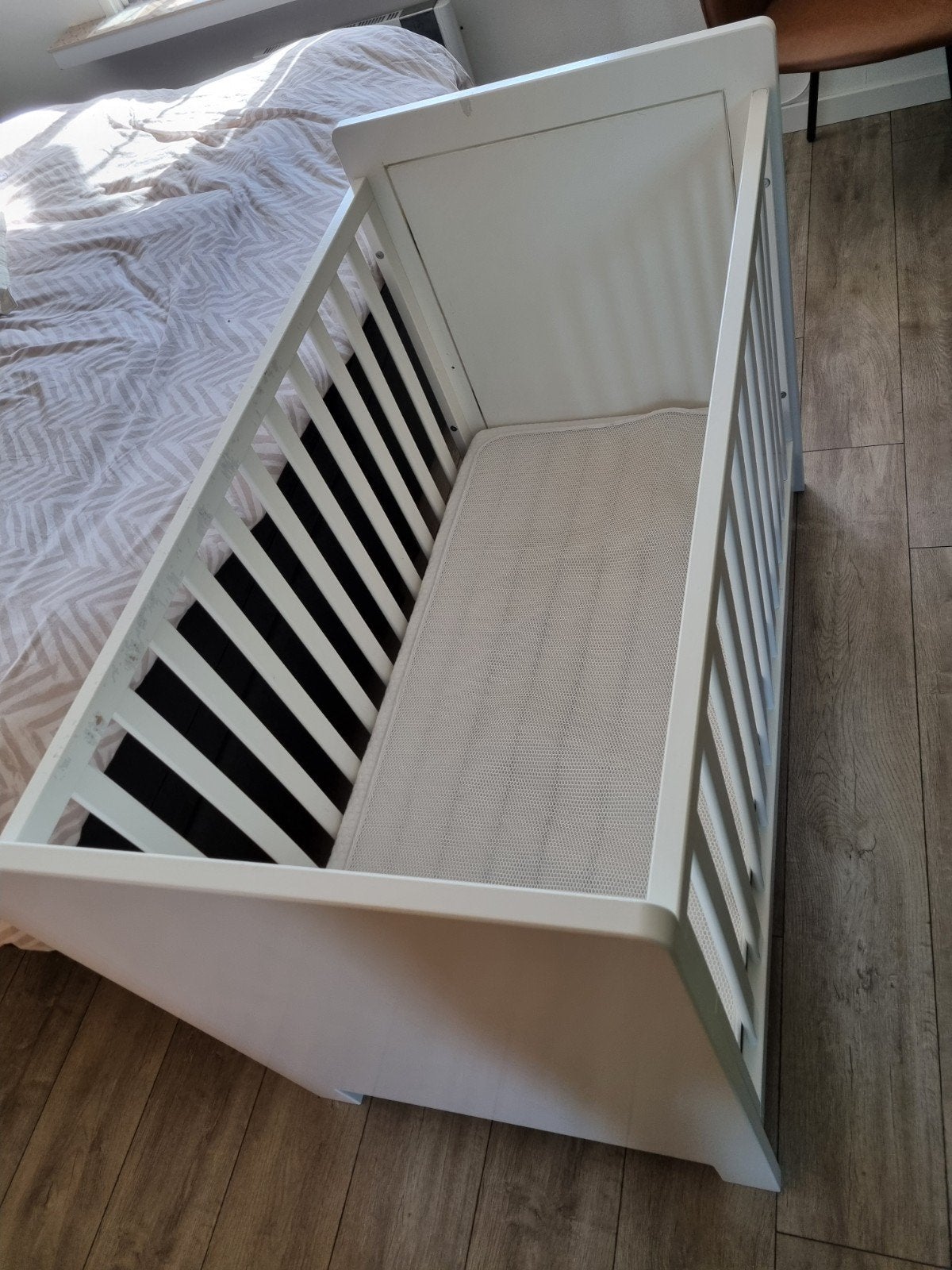 Wit ledikant Bopita 60x120cm met Aerosleep matras, Ophalen, Gebruikt, Minder dan 140 cm, Matras