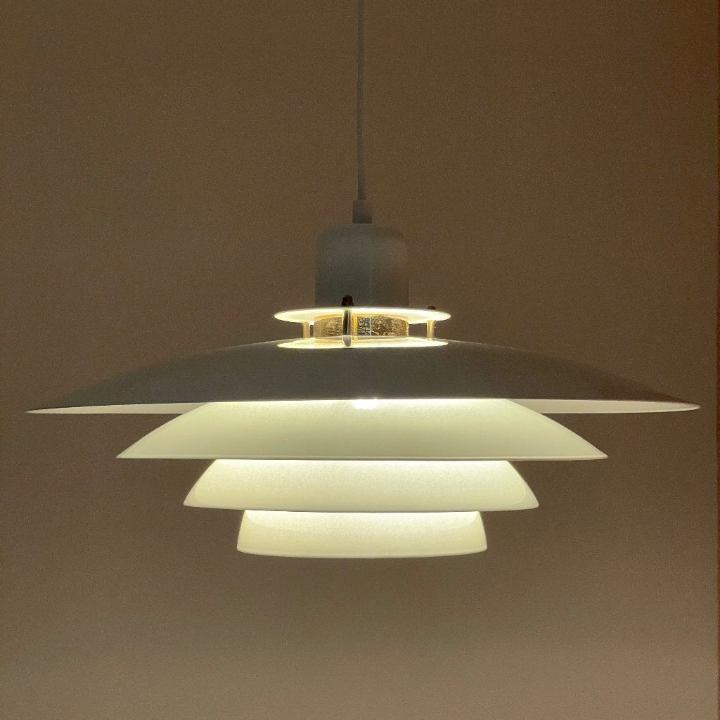 vintage Deens design SCHALENLAMP wit metaal retro Scandi MCM, Gebruikt, -, Metaal, -